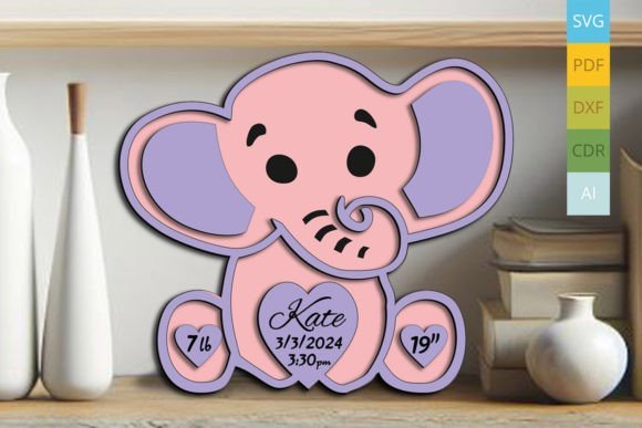 Letrero De Anuncio De Nacimiento De Elefante Creativo Digital